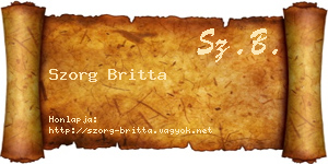 Szorg Britta névjegykártya